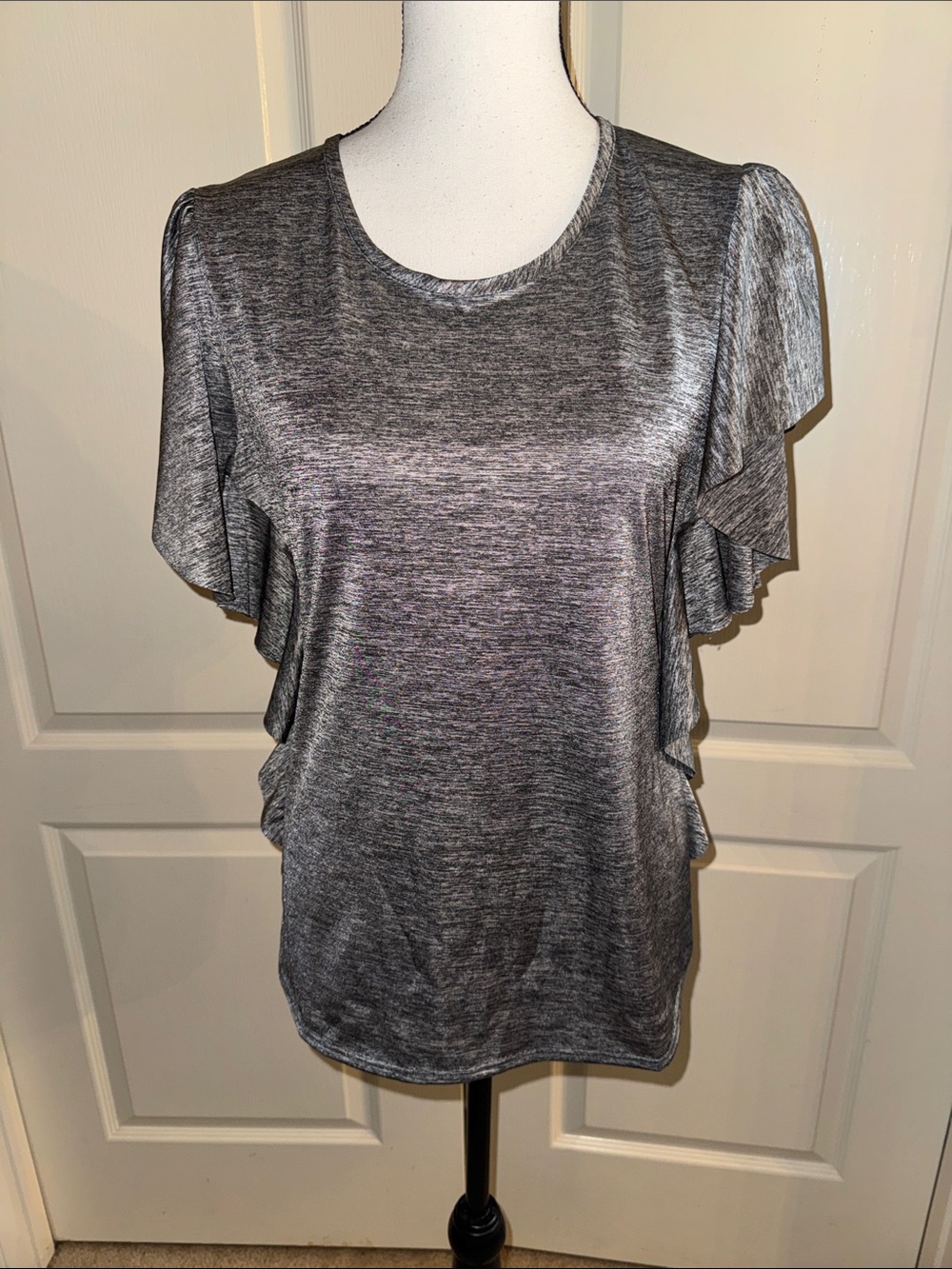 Heather Gray Flutter Sleeve Tee - Size Large